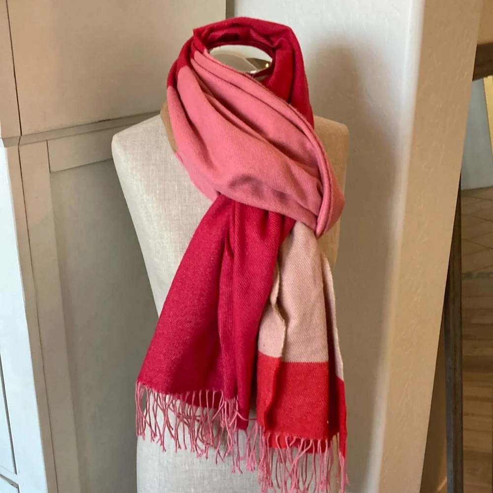 Gap colorblock fringe long scarf
